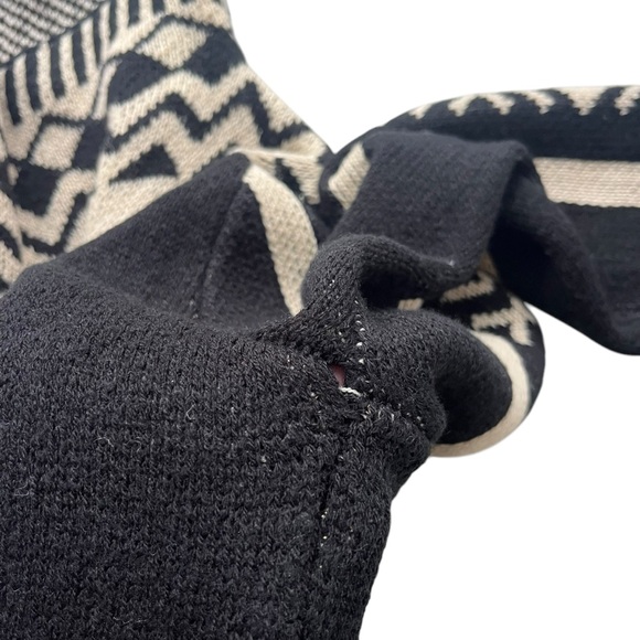 Banana Womens S Black Tan Gold Aztec Open Waterfall Collar Knit Sweater Cardigan - Picture 11 of 16